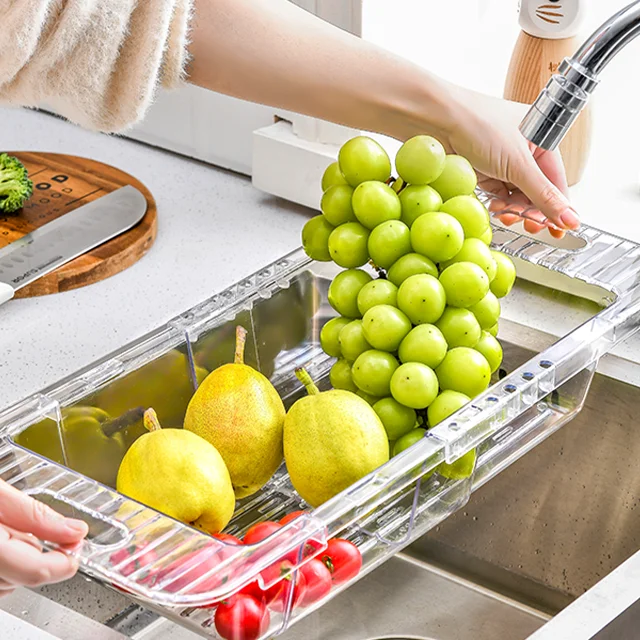 XingYou Drain Basket With Handle Kitchen Folding Strainer Bowls Drain Water Filter Basket