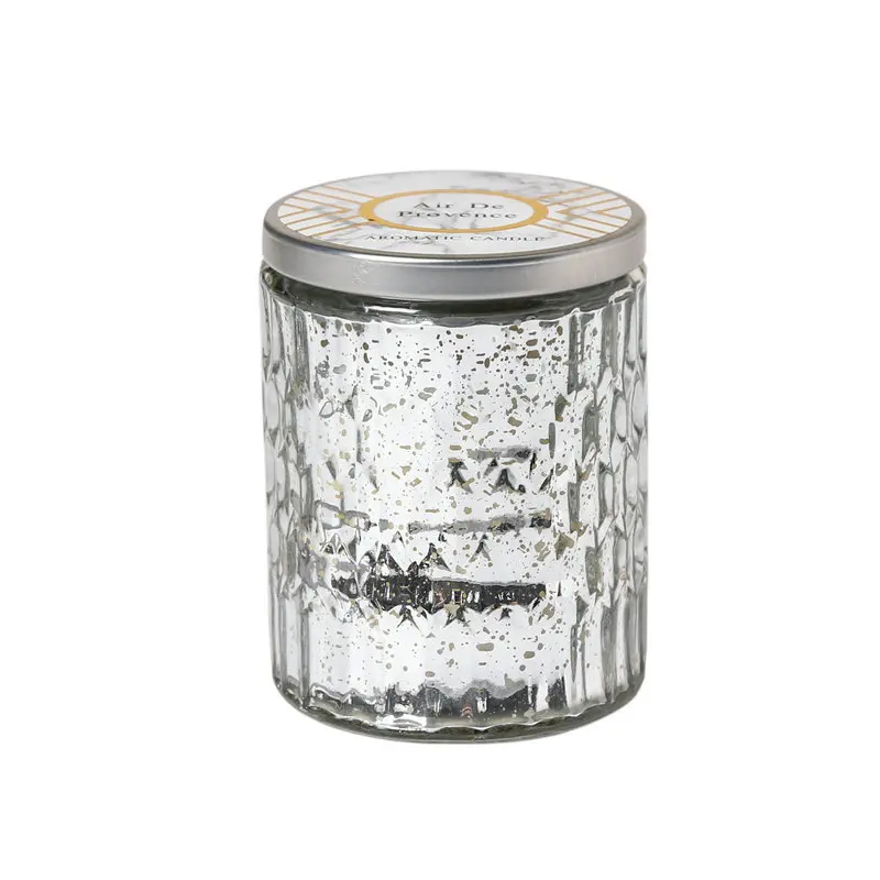 
Hot selling factory direct price plated colorful scented candle glass jar with lid soy gel wax 