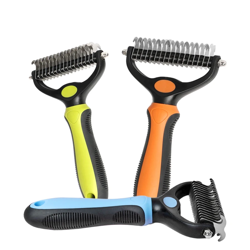 Factory Wholesale Dog brush Pet Hair Remover Double Sided Open Knot Comb Dog Dematting Tool Pet Dematting Rake Comb