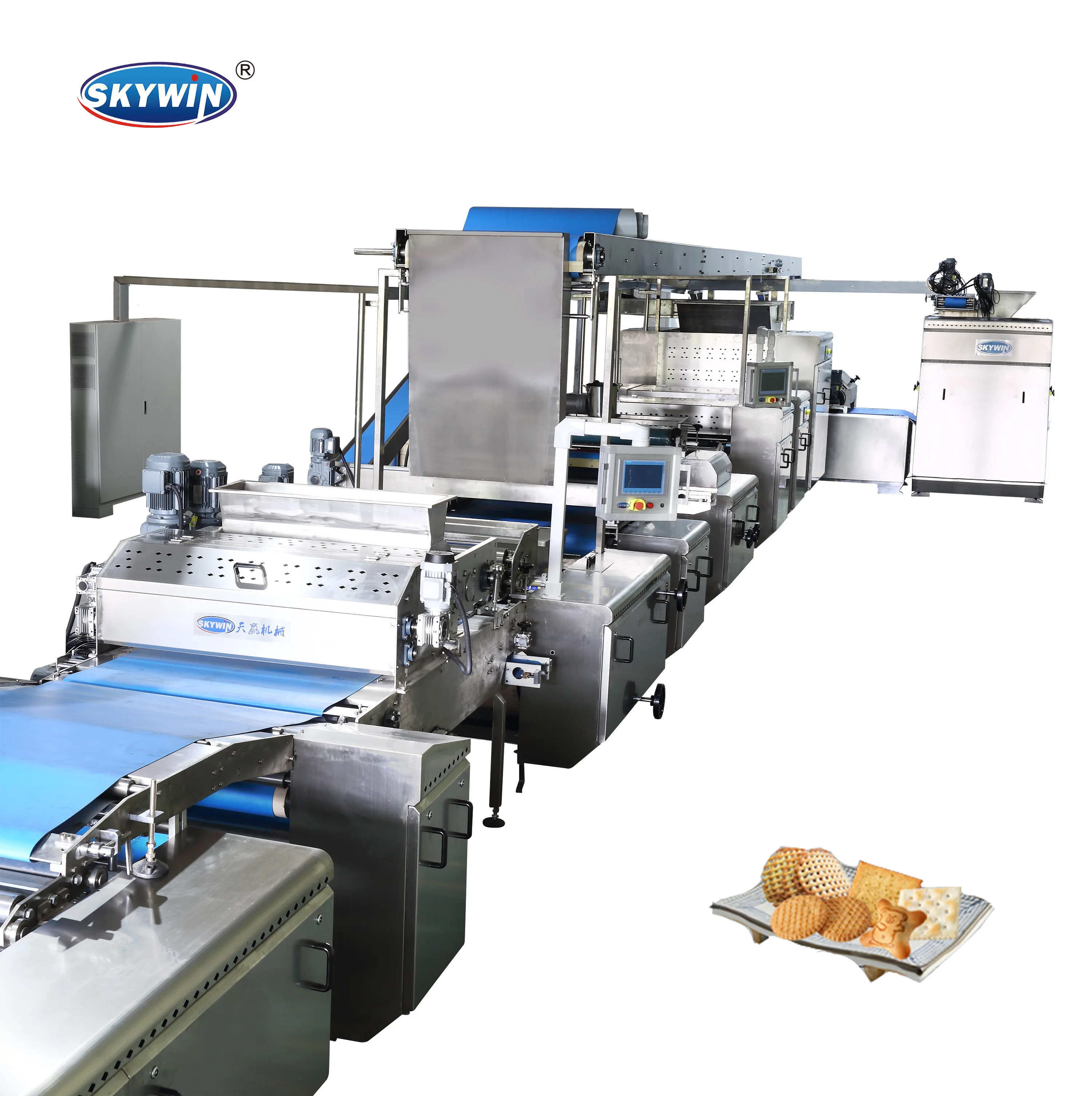 Hot SKYWIN Large Capacity 150-1500 Kg Per Hour Make Good Taste Soda Cracker Hello Panda Biscuit Hard & Soft Biscuit Production Line Bakery Bakery