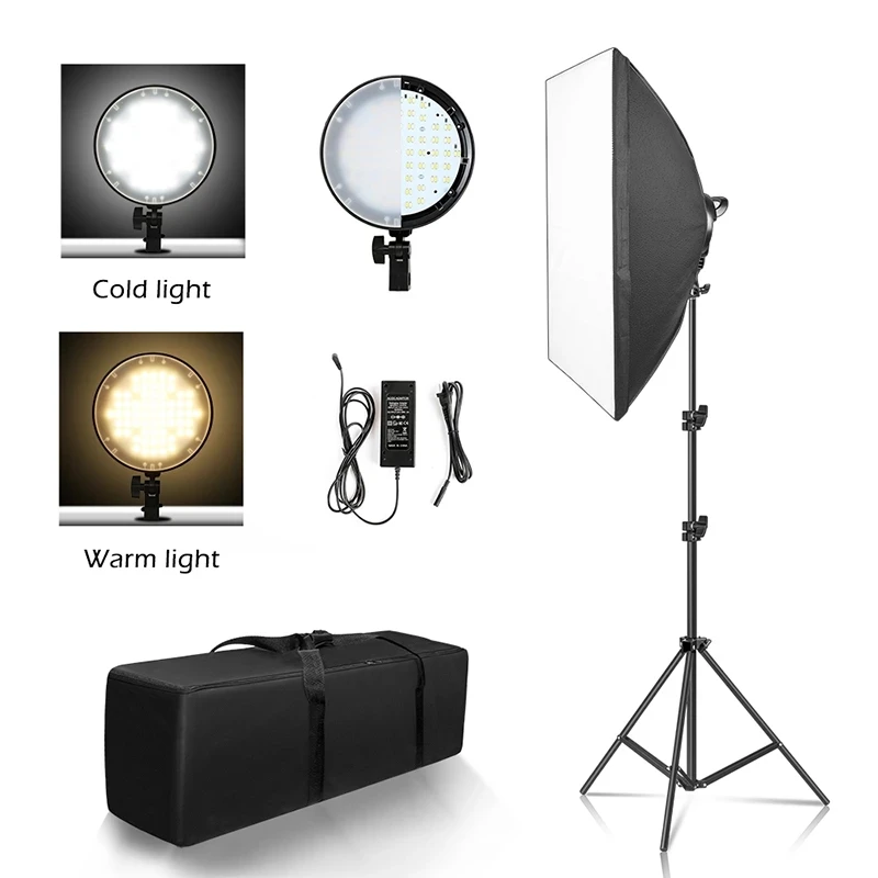 E-reise Photography Softbox Lighting Kit with  Two Color LED Lamp for Continuous Stepless dimming Light System