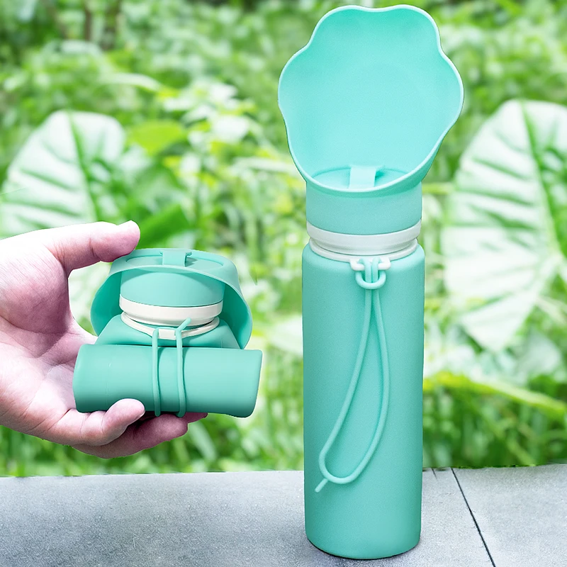 BPA-Free Silicone Collapsible Portable Travel Water Bottle Dispenser for Dogs