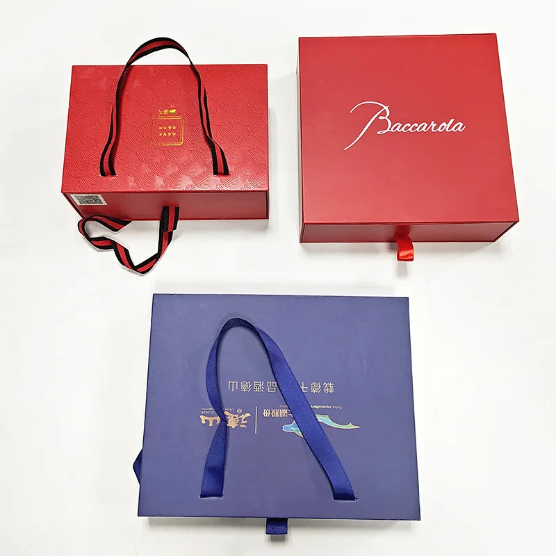 Custom Logo Paper Packaging 2 Bottle Beverage Beer Red Wine Gift Box Cardboard 2 Pack Sliding Drawer Wine Box with Handle