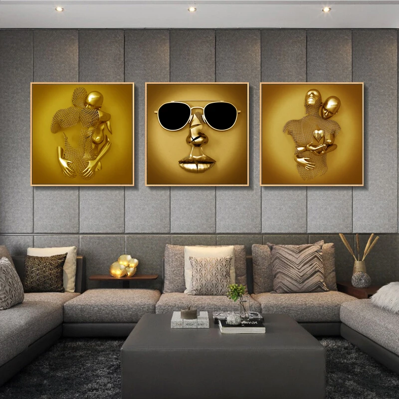 3D abstract Metal Figure Statue Art Canvas Painting Romantic Abstract Posters and Prints Wall Pictures Modern Living Room Christ