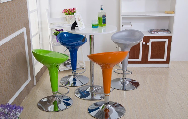 Оптовая продажа, современный дешевый оранжевый барный стул, высокий стул, Регулируемый поворотный барный стул с подставкой для ног