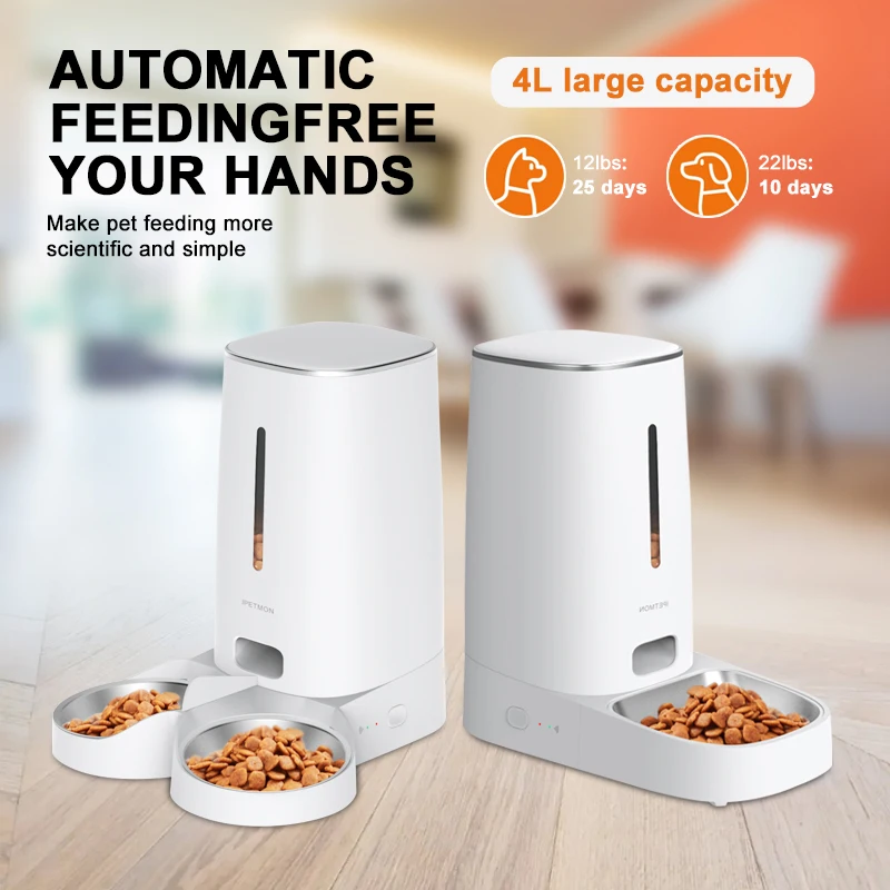 OEM 4L Smart Pet Feeder Automatic Pet Dog Cat Food Dispenser Wifi Mobile Phone Tuya App Remote Control