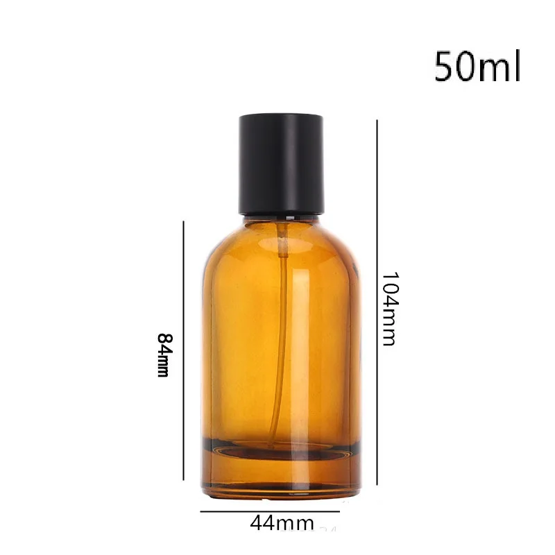 Amber Brown Clear Glass Perfume Bottle Refillable Empty 30ml 50ml 100ml Black Lid Screw Pump Cosmetic Fragrance Spray Bottles