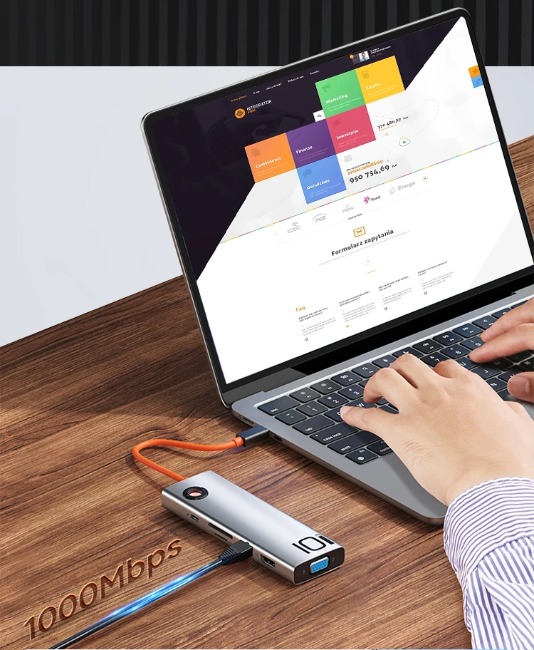 AUFULA Wholesale customized hub station dock 10 in 1 type c power adapter multiport hub usb hub