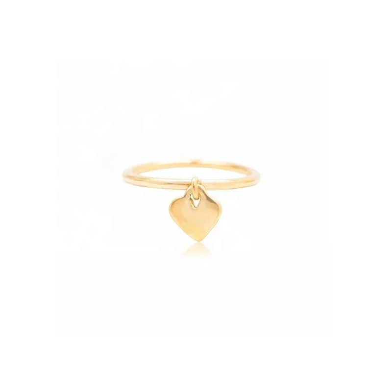 Italian style gold heart hang charm rings
