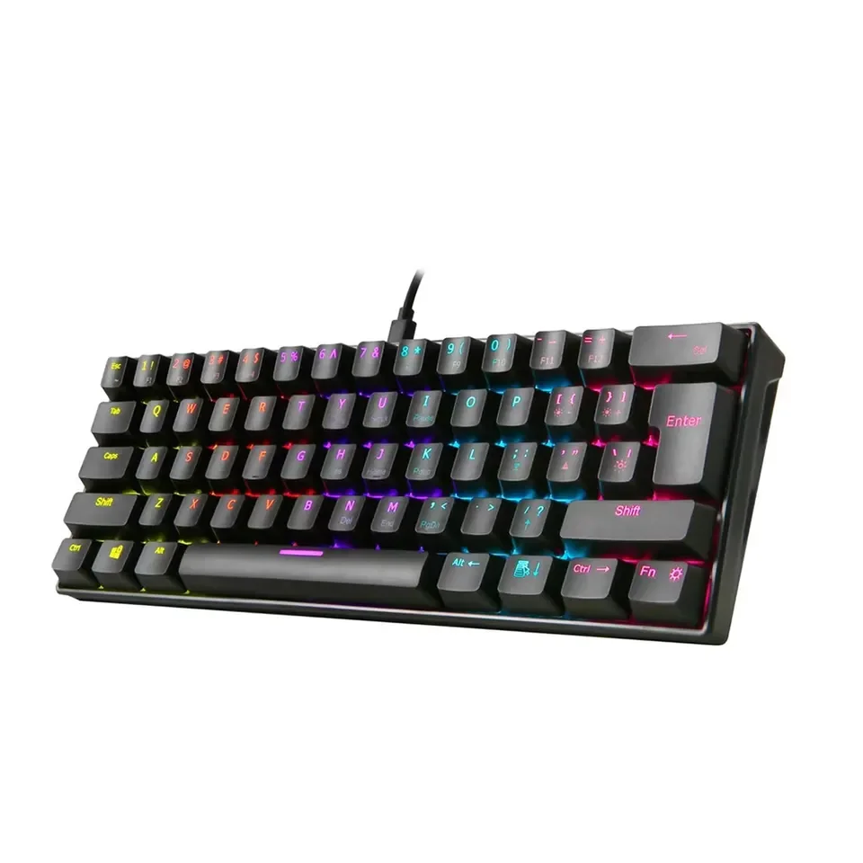 61keys rgb keyboard gaming mechanical keyboard 60% wired mechanical gaming keyboard for desktop pc computer