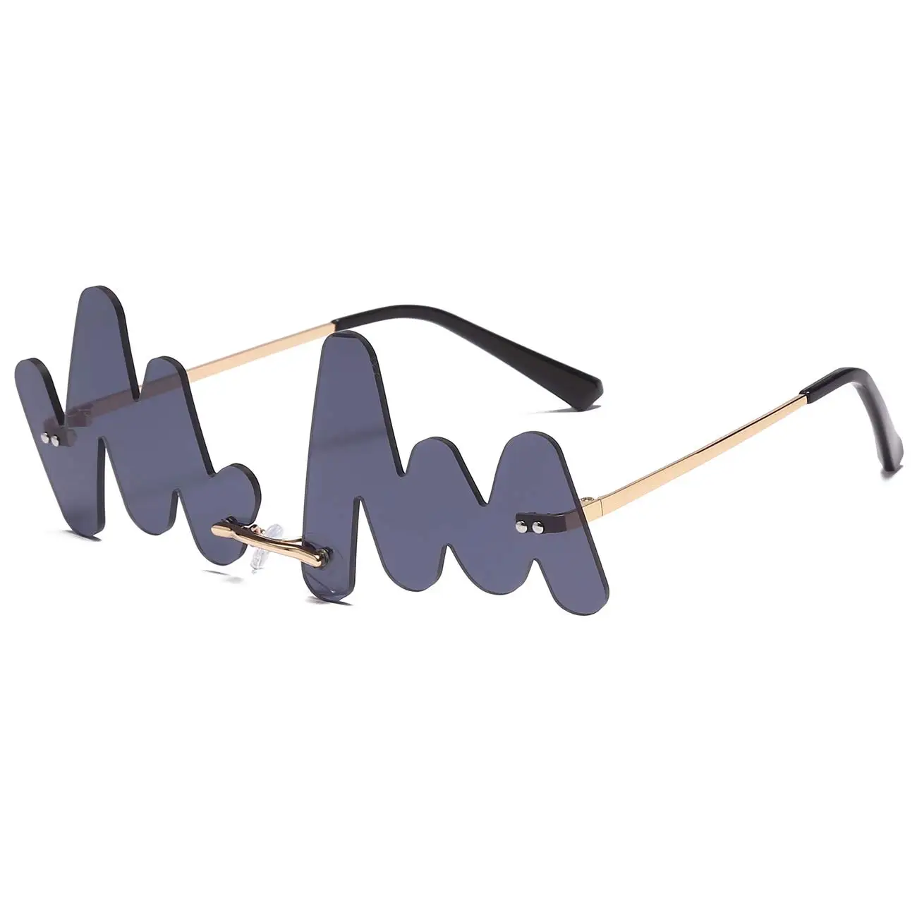 2021 rimless Custom logo sun glasses plastic metal frame different shape lens eyewear Party glasses