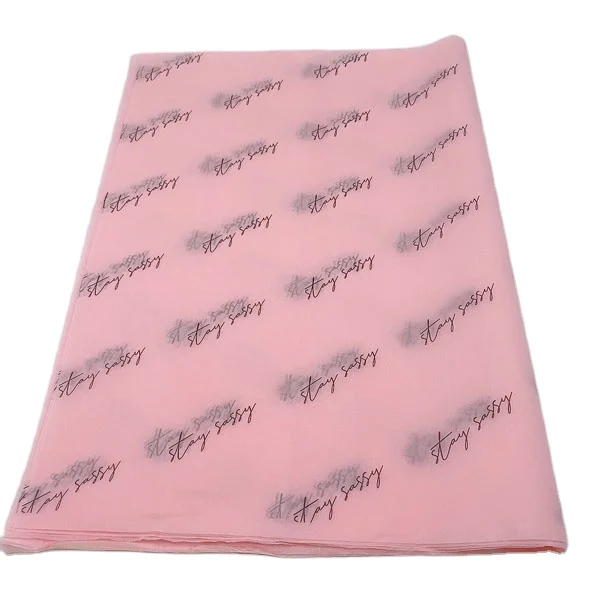 Customised Pink With Golden Logo Packaging Paper Tissue Wrapping Paper For Gift Box Printed Logo T-shirt Tissue Paper