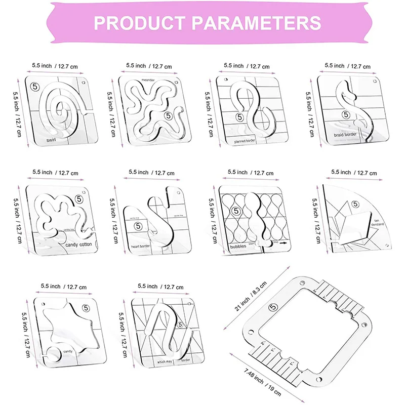 11 вариантов Бесплатный движение 3 мм/5 мм шаблон для квилтинга линейка швейная машина домашние шаблоны «сделай сам» квилтинг прозрачная акриловая