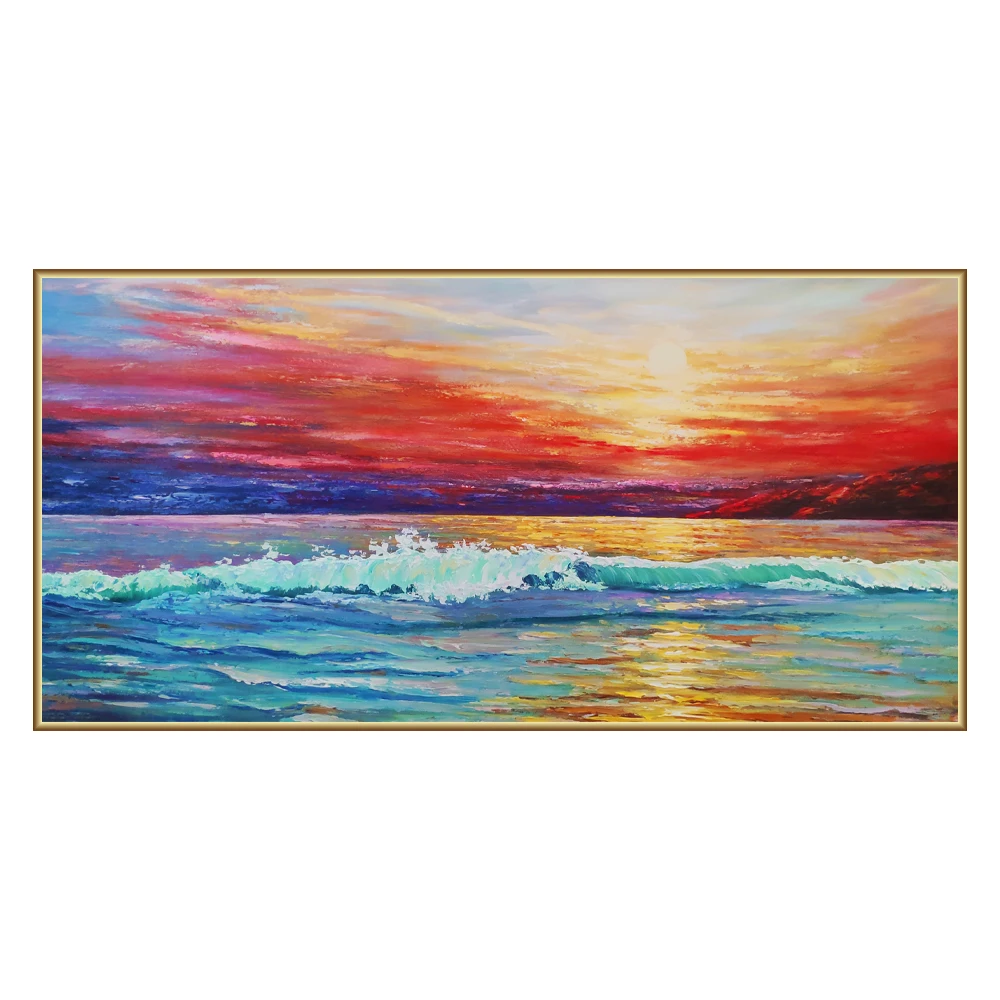 custom hand painted hand drawn beautiful sea landscape oil painting on canvas with frame wall art for wall decor home decor