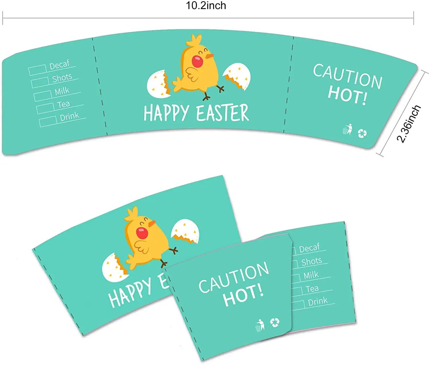 Happy Easter Coffee Cup Tea Cup Sleeves 12oz to 16oz Drink Cup Sleeves for Hot Chocolate Coffee Cocoa or Cold Beverage
