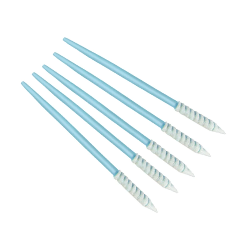 Slim Pointed Spiral Head Foam Polyester Cleanroom Swabs for Electronics Cleaning