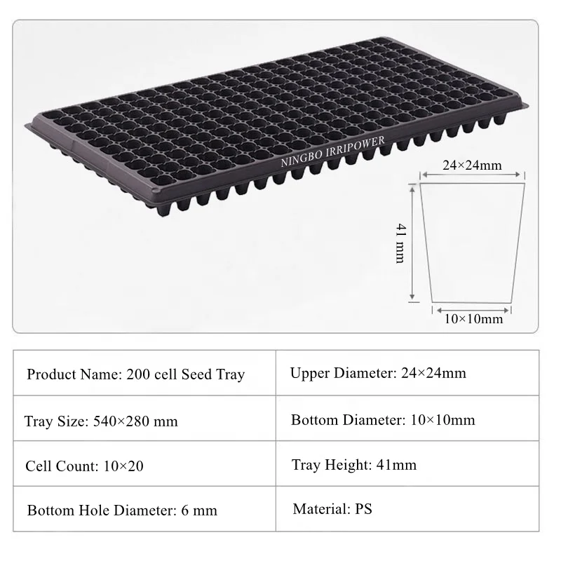 200 Cell Plastic Seedling Planting Tray Greenhouse Nursery Seed Germination Starter Tray