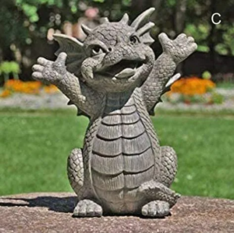New 3D Small Dinosaur Garden Dragon Meditation Fairy Statue Solar Powered LED Lights Resin Table Lamps Garden Decoration