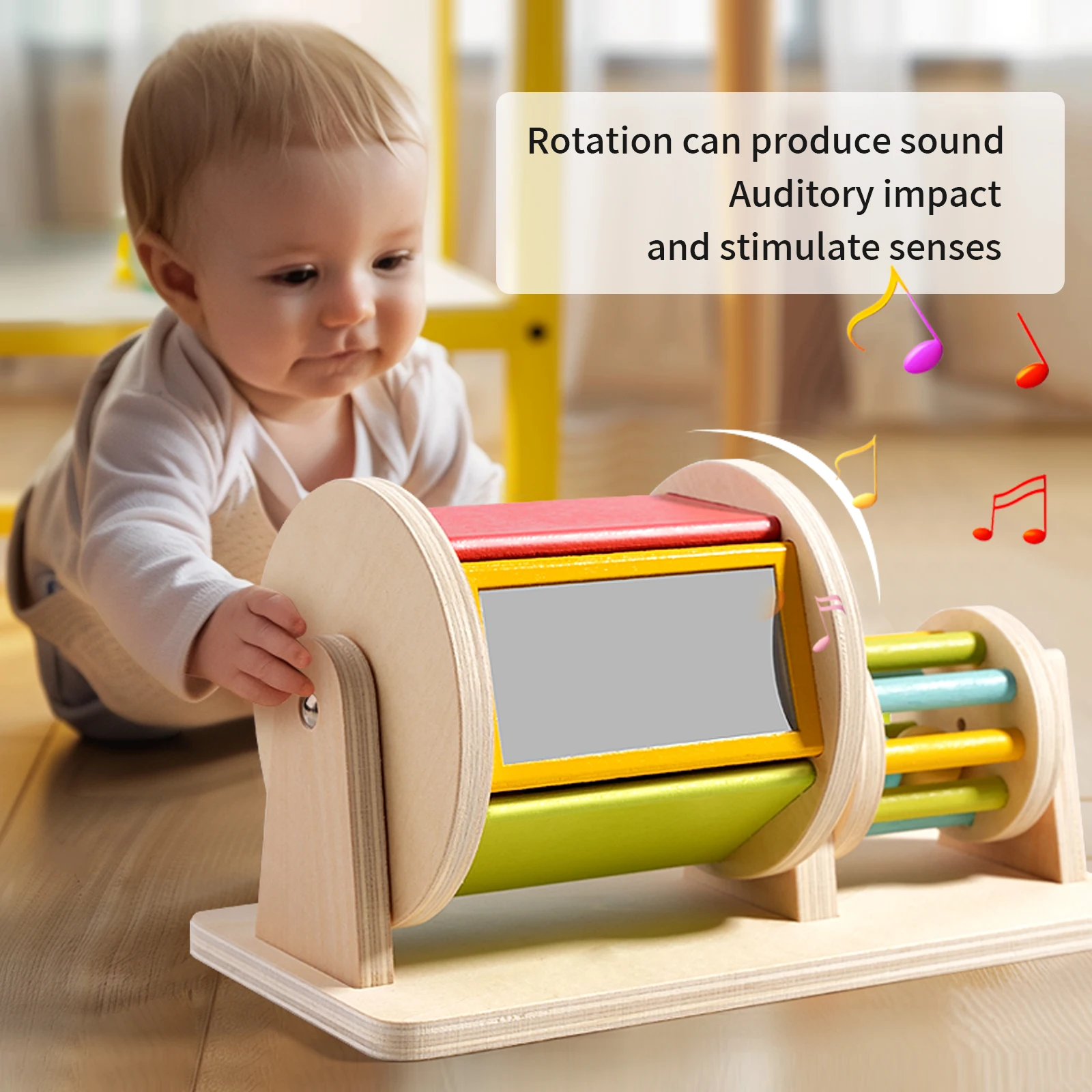 Wholesale Montessori Textile Drum Toy Unisex Wooden Early Educational Color Cognitive Game toy for children