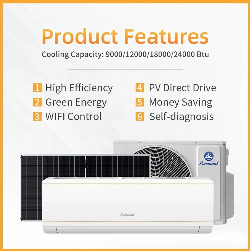 R DC Air Conditioner Solar 9000Btu 12000Btu 18000Btu 24000Btu Solar Air-conditioner With Solar Panel And Batteries