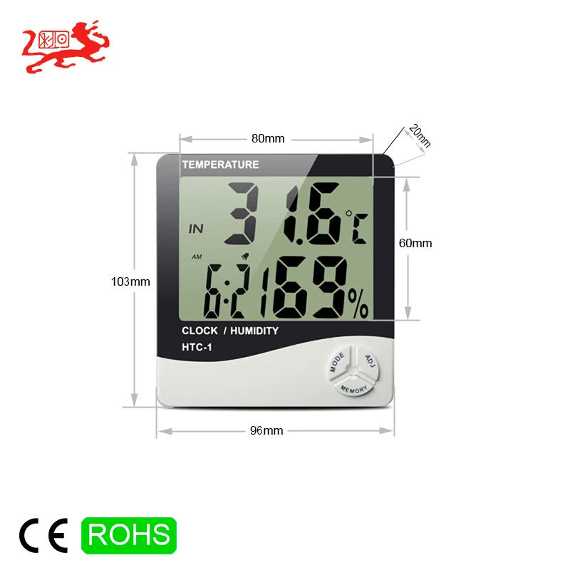 Digital Max Min Hygrometer Display HTC-1 Desk Weather Station Indoor Room Thermometer