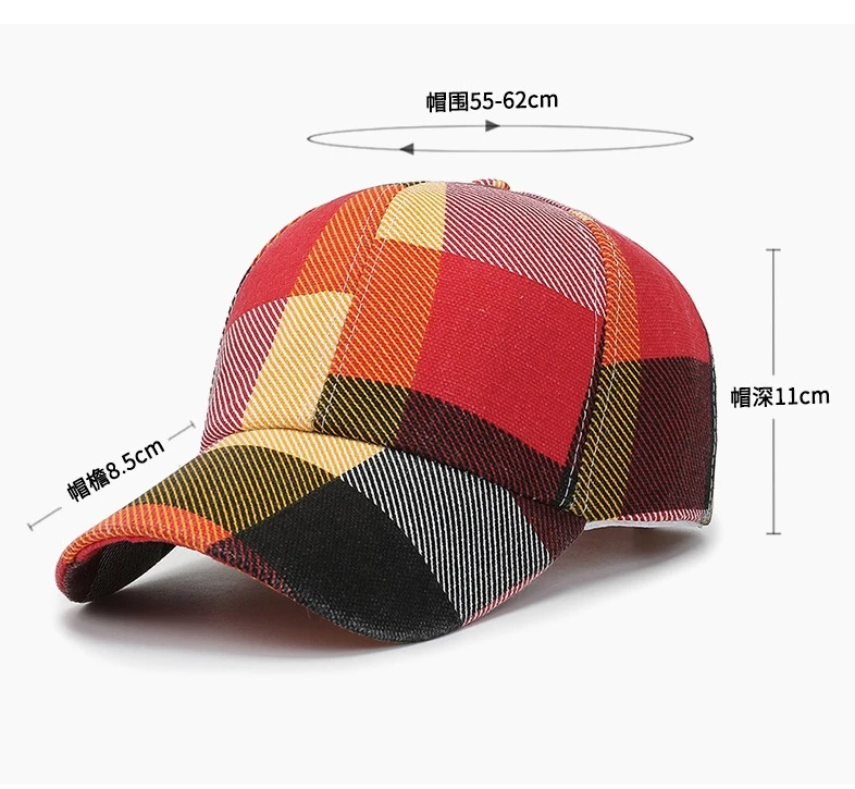 YJL New Design Unisex Pattern Plaid Sports Caps Outdoor Sunscreen 6 Panel Golf Running Hats Caps Baseball Caps