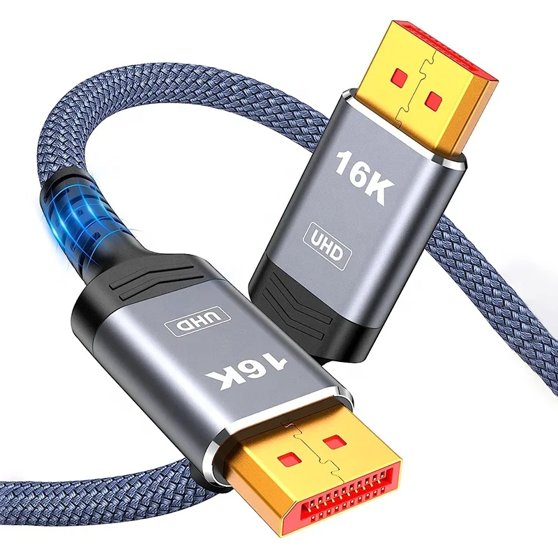 China 80Gbps 80 Gbps 16K 10K 8K 60Hz 4K 165Hz 144Hz Displayport DP 2.0 1.4 Cable Cord 1M 1.5M 2M 3M 5M Supports 16K For Monitor