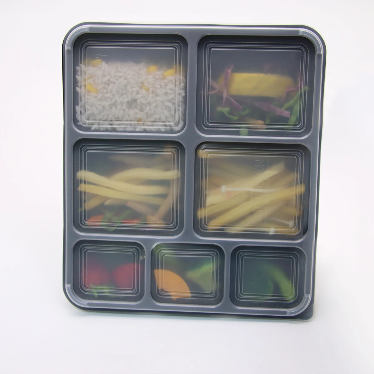 Togo Takeaway Fast Food Container Box Compartment Food Grade PP Plastic Custom Logo Microwavable 1 2 3 4 5 6 7 Black Disposable