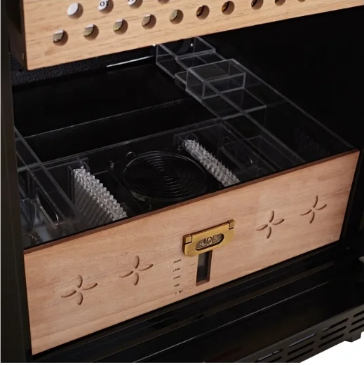 Black Custom Large Temperature Controlled Electric Electr Automatic Cigar Tobacco Cigarette Cigar Cabinet Humidor For Dubai