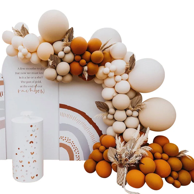 5 дюймов 10 дюймов 18 дюймов кожаные черные белые оранжевые матовые латексные шары украшения для вечеринки двойные набивные шары гирлянда набор с аркой