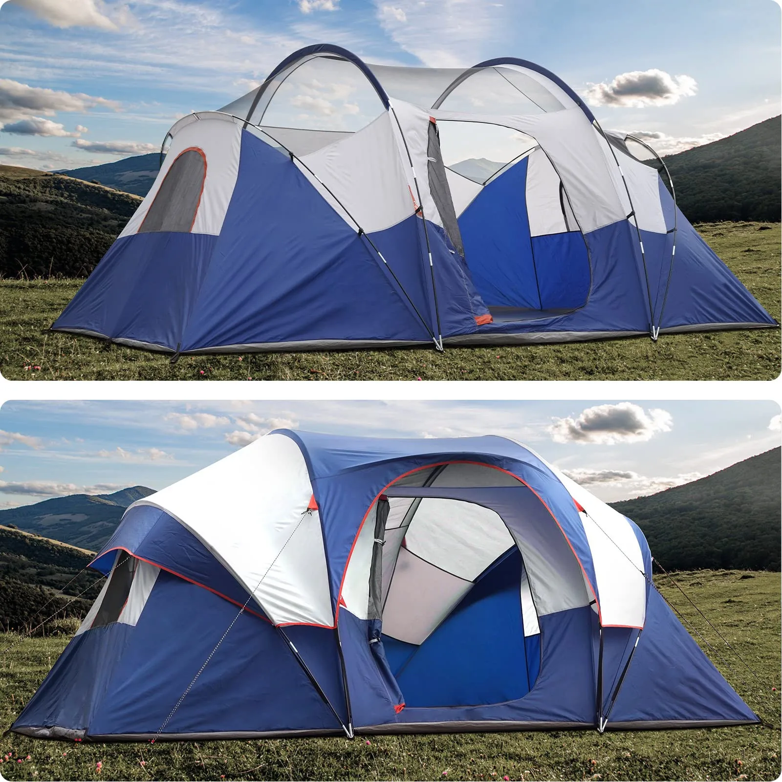 Outdoor camping tent 10 people outdoor camping tent Double layer thickening rainproof large family outing travel shed
