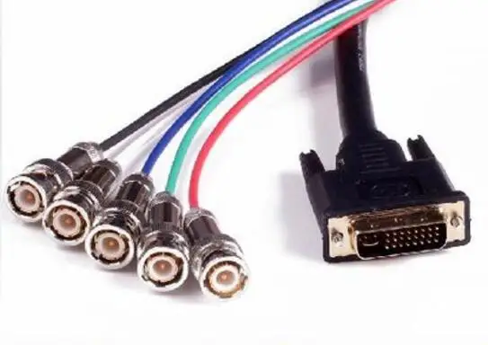 High Quality DVI - I to 5 RGB RGBHV BNC Y CABLE HDTV DVI 24+5 male to 5 BNC female audio and video composite cable