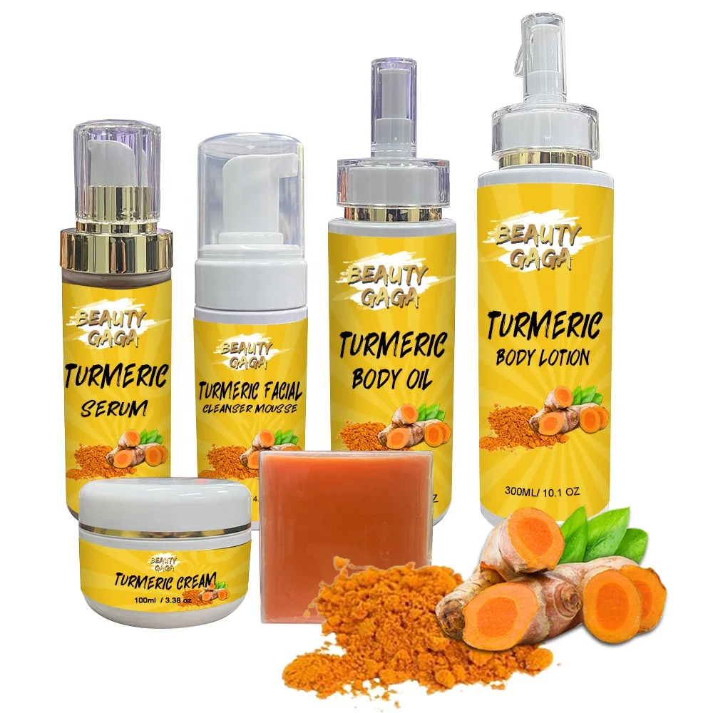 Natural Herbal Ginger Turmeric skin care set Turmeric Oil  Dark Spots Remover Turmeric scrub For Skin Whitening