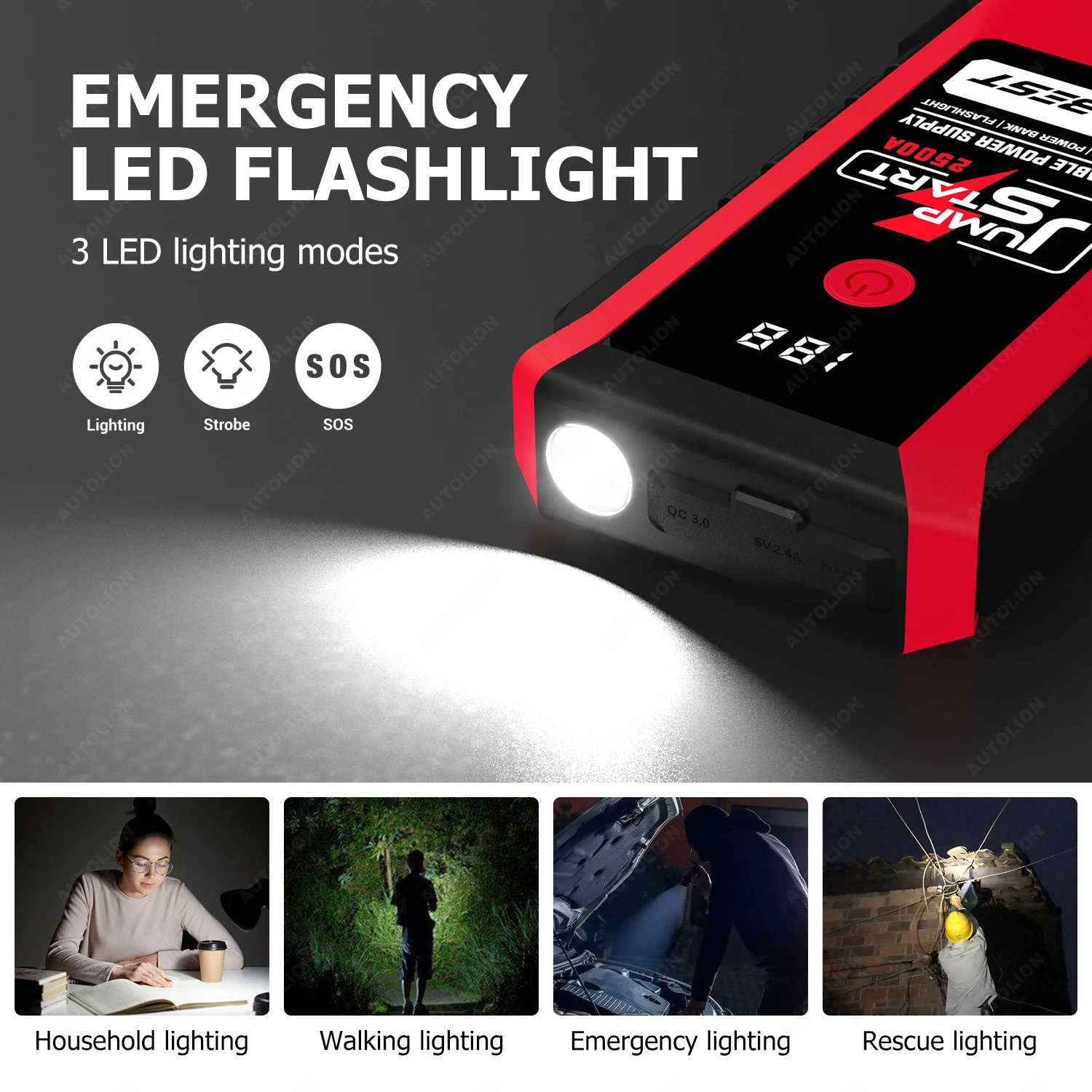 DELBEST Hot Product Battery capacity 16800mAh With 12V Car Jump Starter Tool Set Suitable for Use in Low Temperature Environment