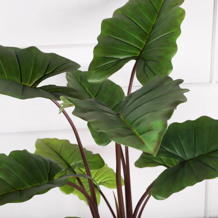 Dripping Guanyin Artificial Trees Potted Alocasia Macrorrhiza Plant Artificial Rainbow Taro Plant Bonsai for home