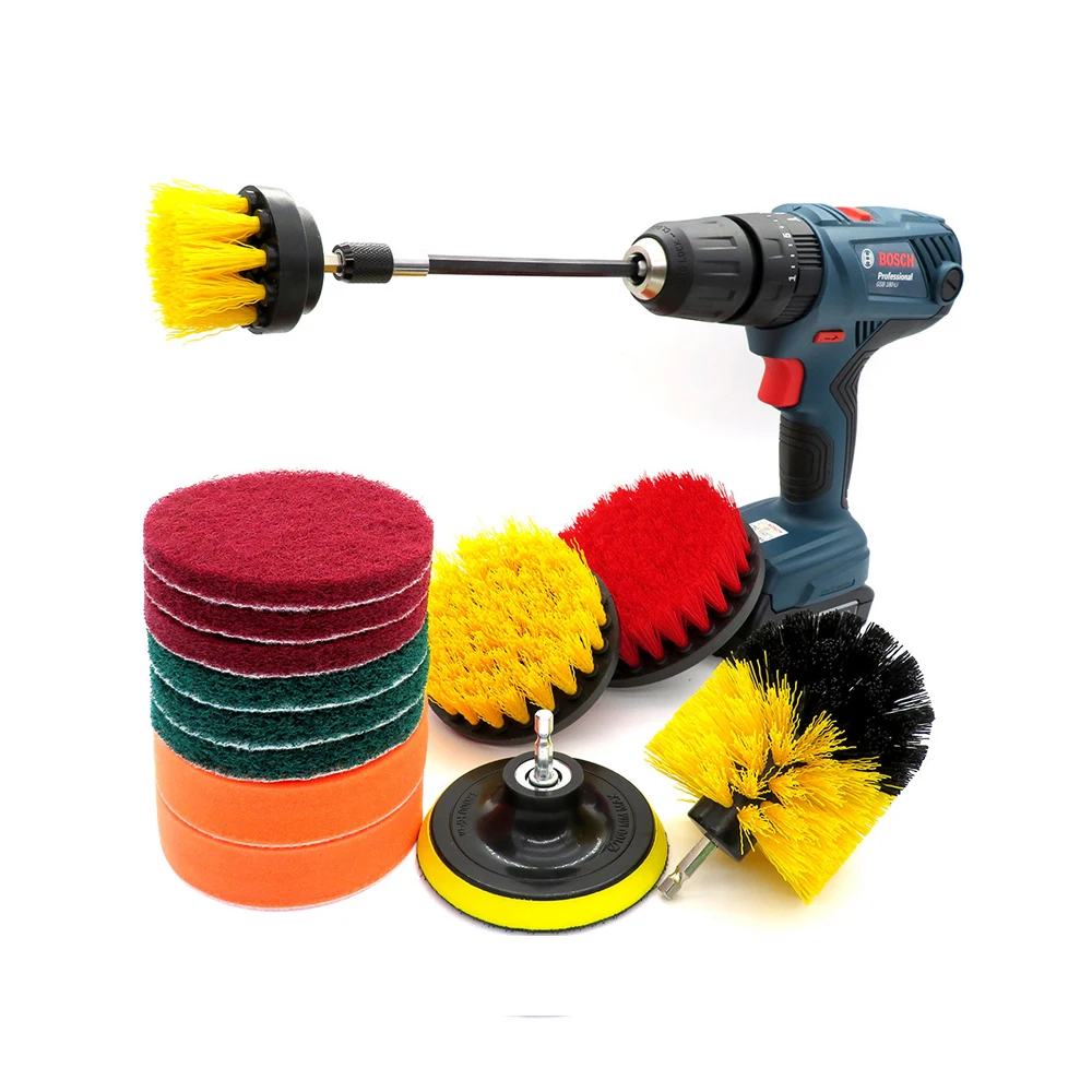 14PCS power scrubber attachments drill brush set with Scrub pad for household cleaning