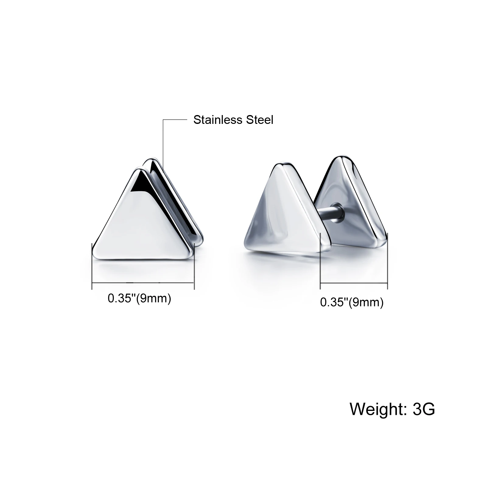 DK Trendy Stainless Steel Geometric Shape Stud Earring Personalized Double-sided Jewelry Unisex Triangle Shape Earrings