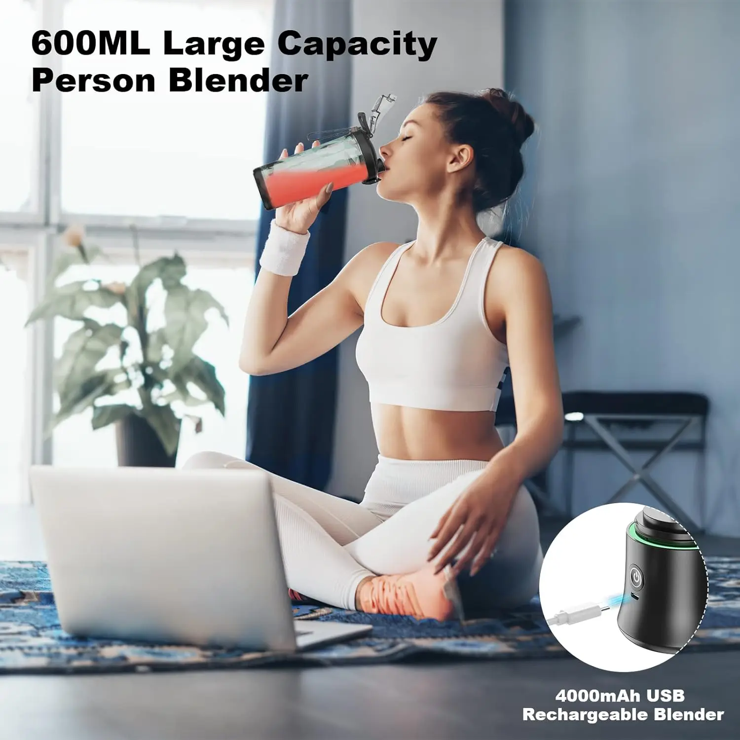 High Powered Portable Blender 600ml Small Blender Mini Shaker Blender