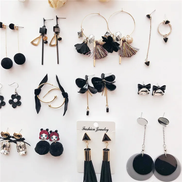  Серьги-подвески CLARMER женские висячие ювелирные украшения с геометрическим дизайном в виде пентаграммы черного цветка различных типов