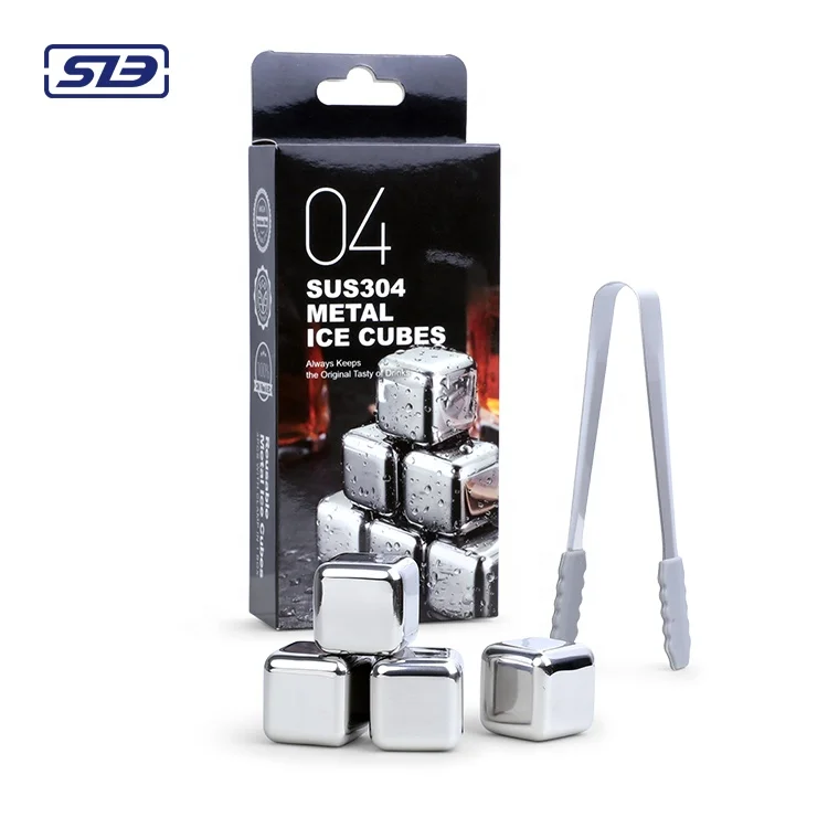 4 шт./набор, многоразовые кубики из нержавеющей стали