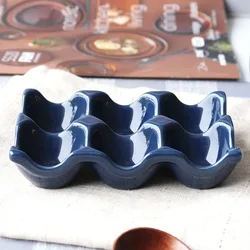 6 Grids Ceramic Egg Tray - Half Dozen Egg Holder Container Keeper Storage Organizer Decorative Serving Plate Kitchen Accessories