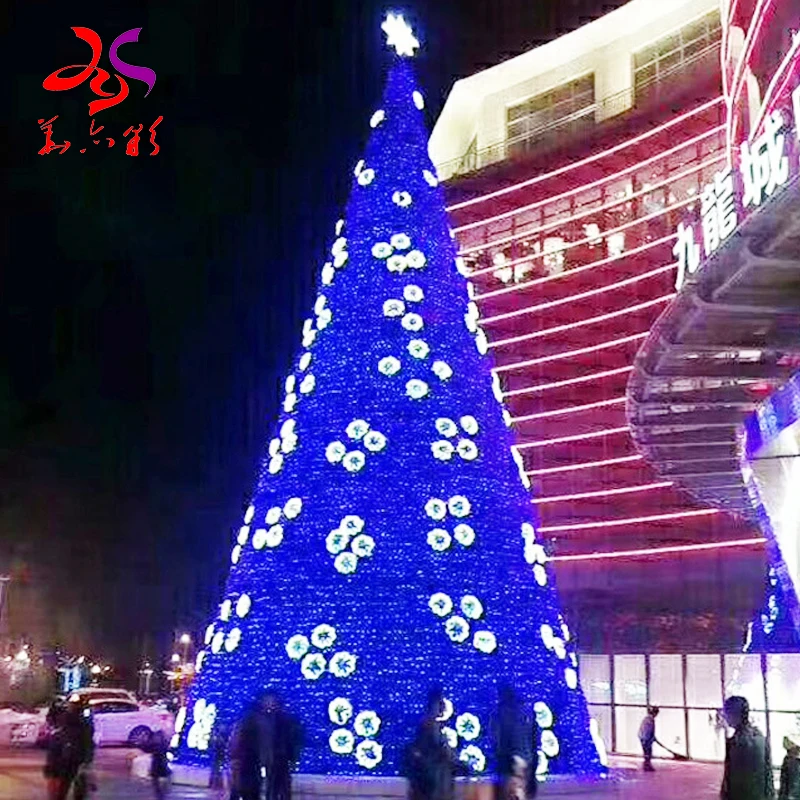 Custom commercial 5m 6m 7m 10m 15m 20m 25m 30m 40m 50m  large outdoor giant Christmas tree with light for shopping mall hotel