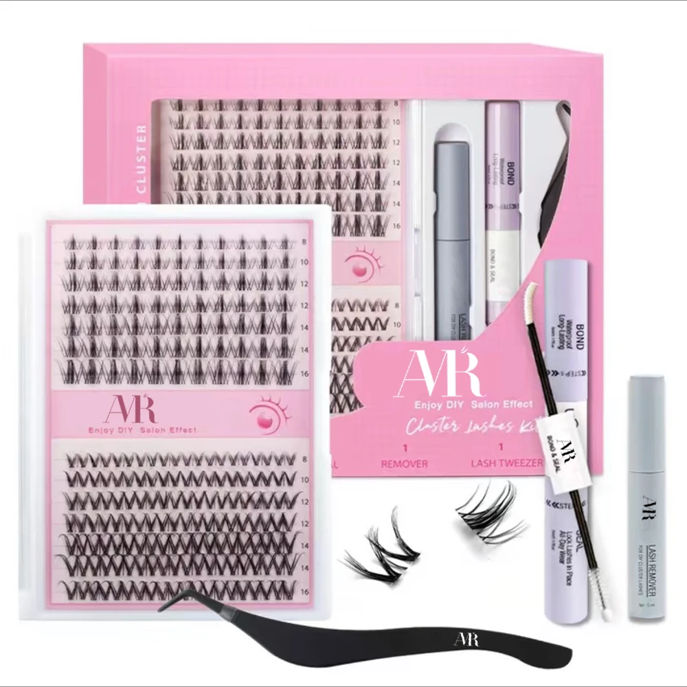 C D Curl Lash Clusters Custom Logo Hand Made Silk Natural Faux Mink Mix Curl Individual 18mm Pre Mapped Cluster Lashes