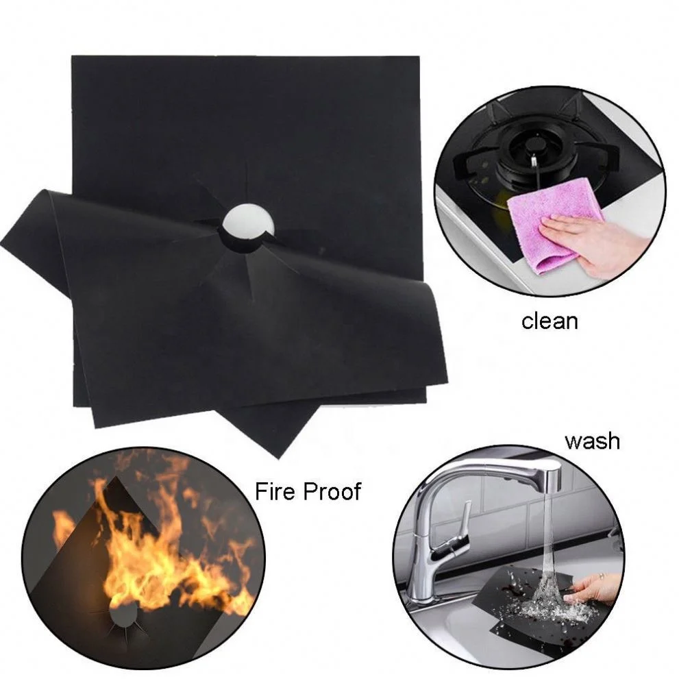 Hot Selling 4 Pcs Set Reusable Foil Cover Gas Stove Protector Non-Stick Stovetop Burner Sheeting Mat Pad Clean Liner