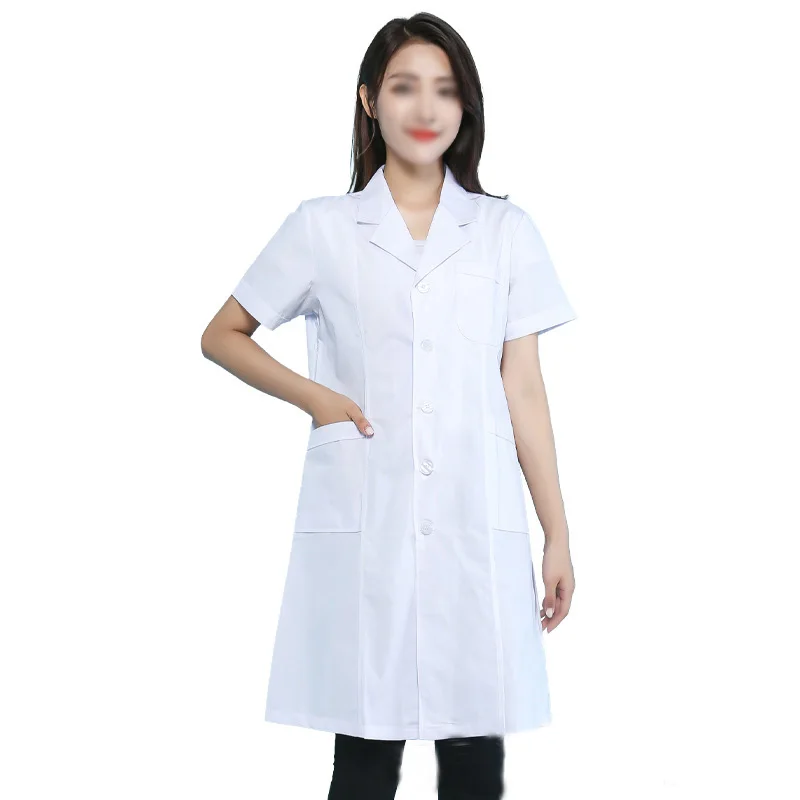 White Coat Long Sleeve Hospital Laboratory Isolation Gowns Optician Pharmacy Uniforms