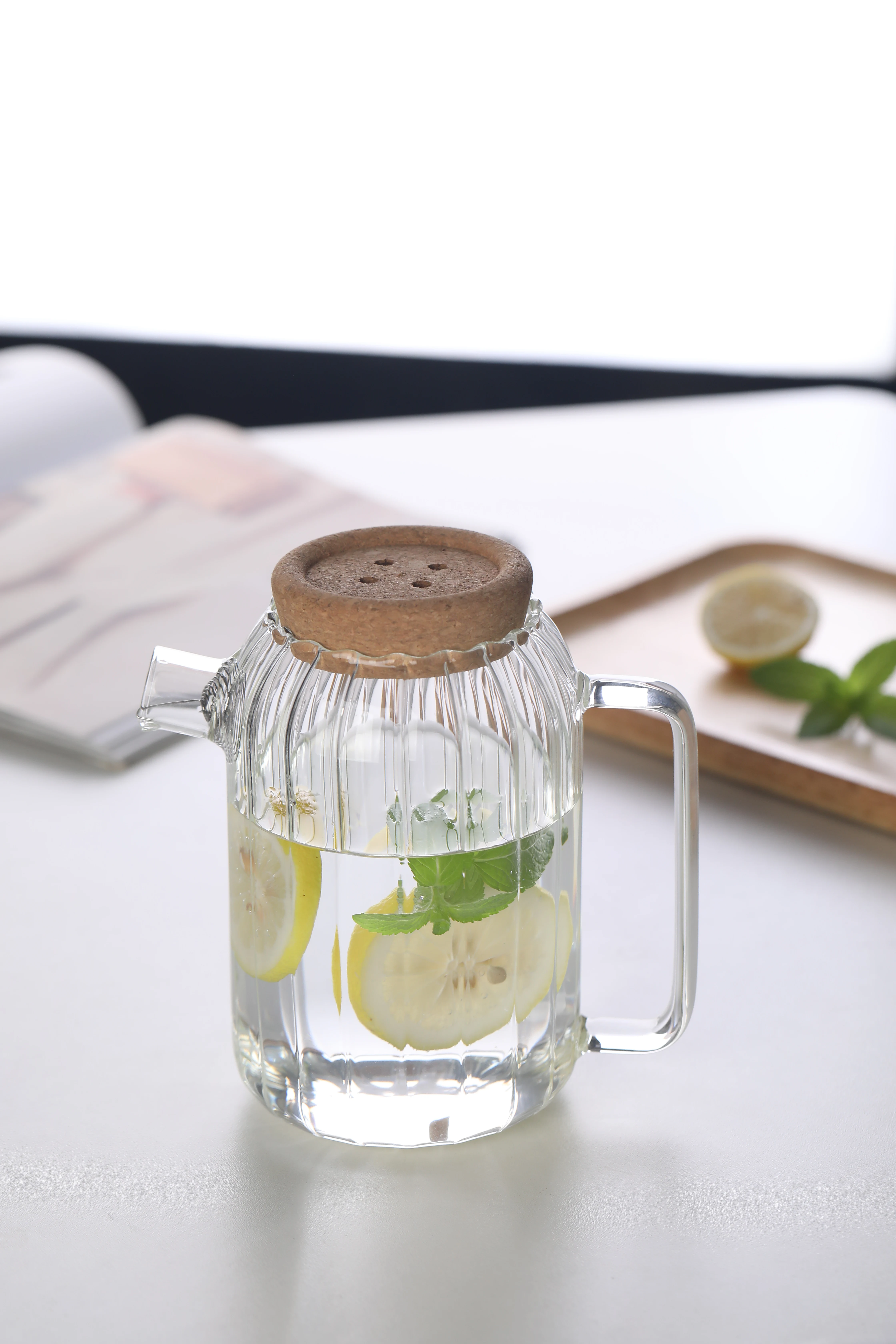 Creative Vertical Striped High Borosilicate Glass Teapot Set Transparent Heat Resistant Glass Teapot with Lid