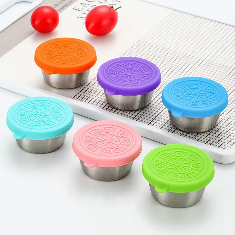 Wholesale 40ml Reusable Small Stainless Steel Salad Dressing Container Box with Silicone Lid