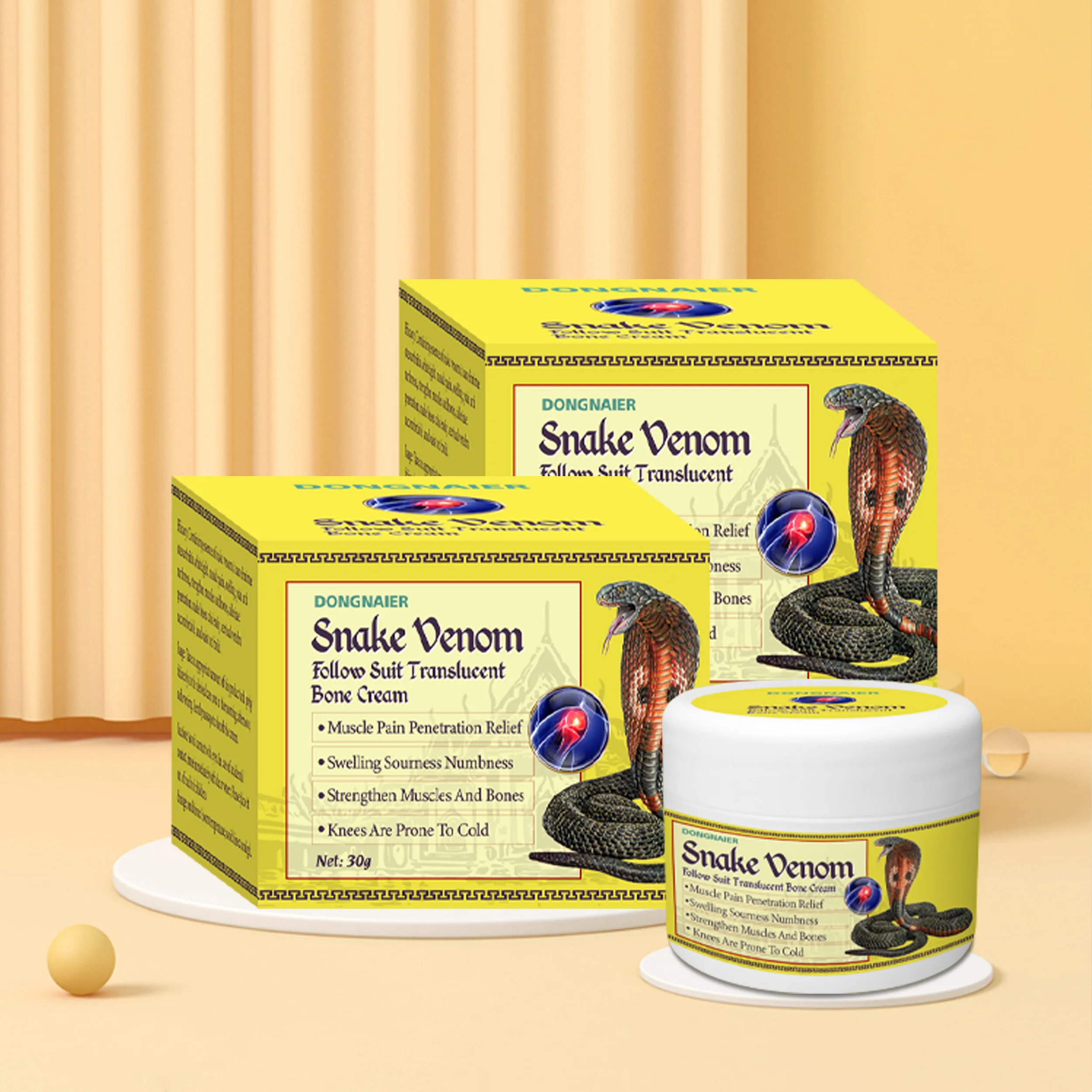 DONGNAIER Muscle Pain Relief Snake Venom Cream Chasing Wind Bone Penetrating Organic Knees Vertebral Column Care Massage Cream