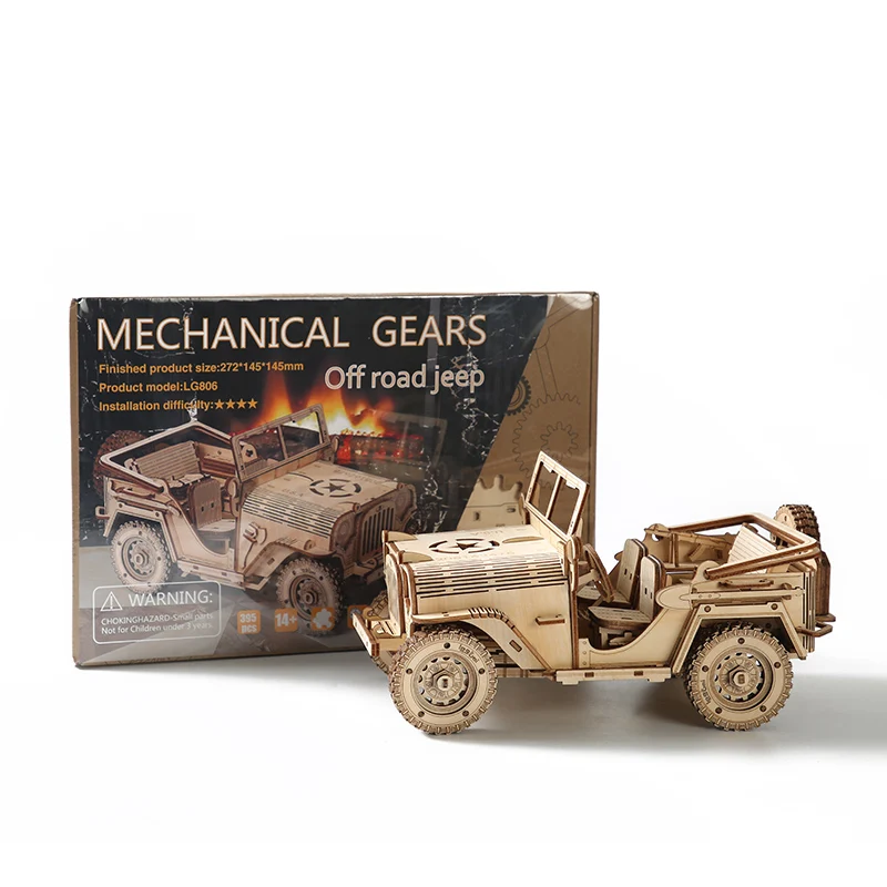Educational toys custom easy puzzle off road car 3d Wood Car Puzzle