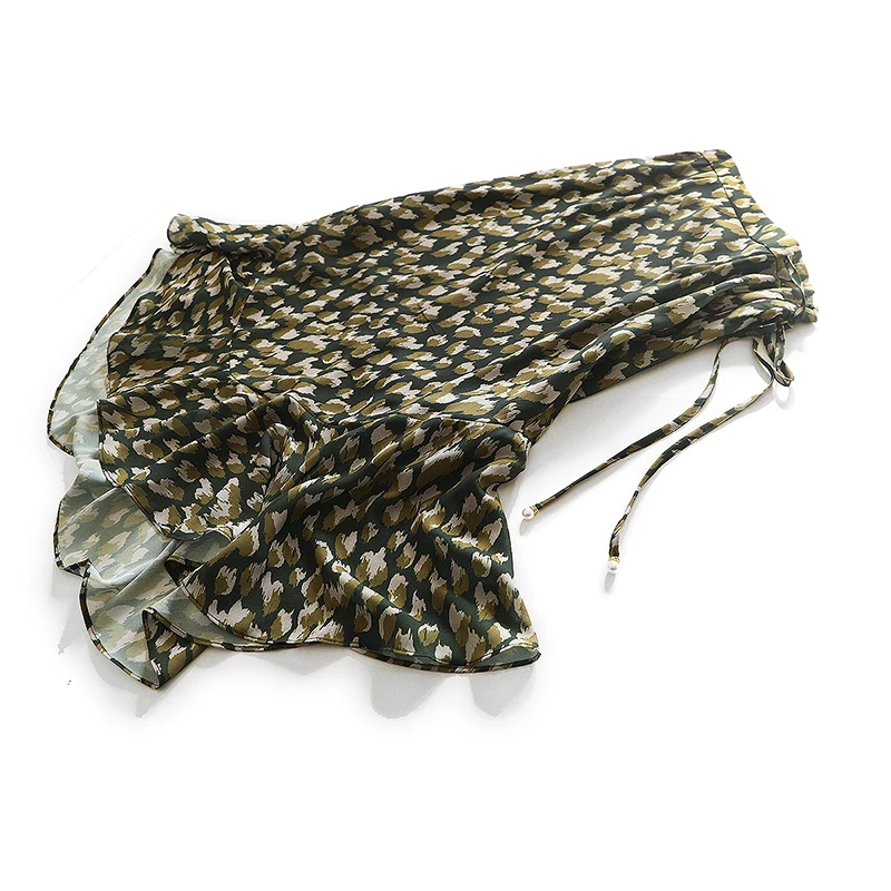 Boho Skirts Casual A-line Long Pattern High-waist Wrap Skirt Oem/odm Maxi Chiffon Printed Floral Women Skirts